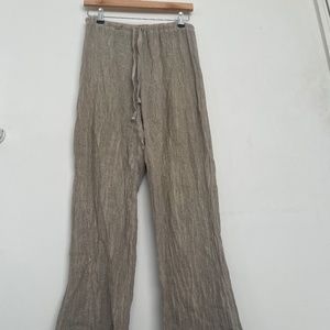 Beige linen wrinkle pant